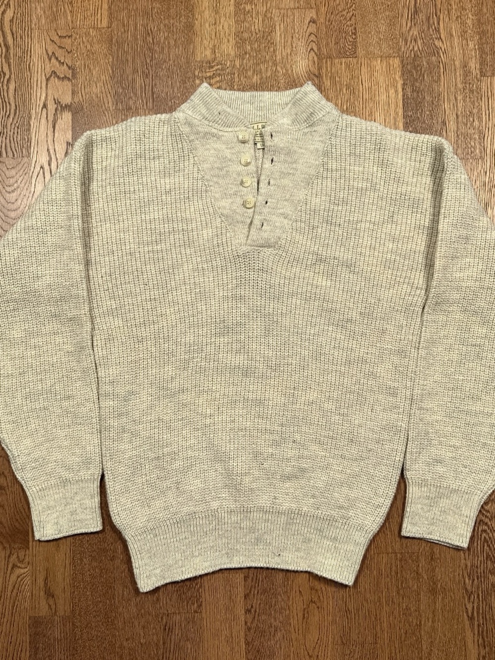 Vintage 80s LL Bean High Trek Yarn Wool Orlon USA Henley Sweater Mens Large Tall
